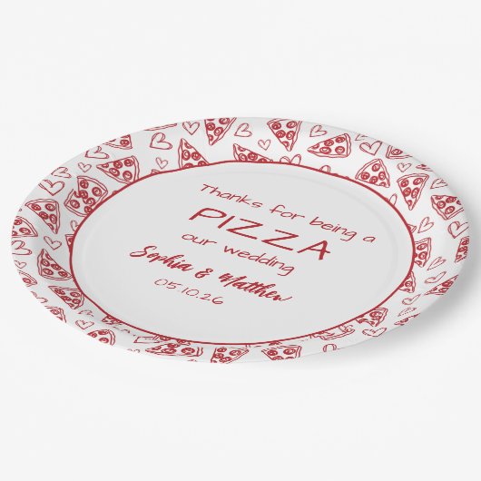 Assiettes En Carton Pizza mariage Après La Fête Rouge Italien Main Tir (Angle)