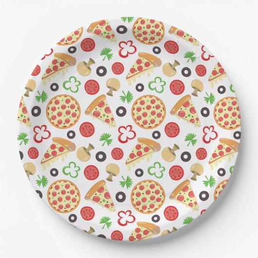 Assiettes En Carton Pizza Party Cute Pizza Motif Anniversaire de enfan (Devant)