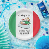 Assiettes En Carton Pizza Party En Italien, Texte Et Dessin (Fête)