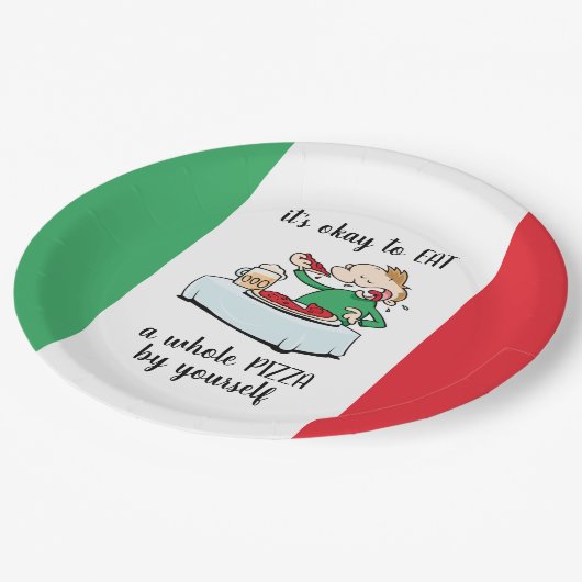 Assiettes En Carton Pizza Party En Italien, Texte Et Dessin (Angle)