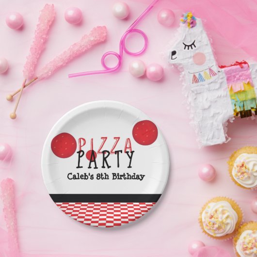 Assiettes En Carton Pizza Party Pepperoni Custom Anniversaire (Fête)