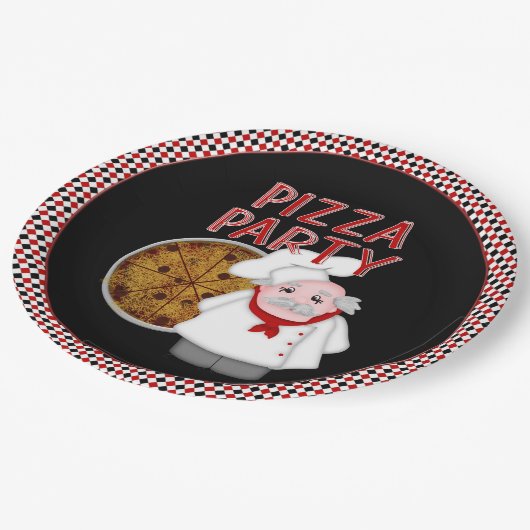 Assiettes En Carton Pizza Party Style 2 - Plaques de papier (Angle)