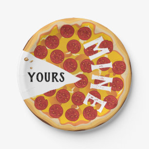 Assiettes En Carton Pizza pepperoni drôle mignon