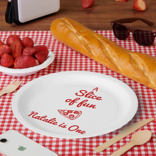 Assiettes En Carton Pizza Retro 1ère Main Écrit tranche de plaisir Ann (Pique-nique)