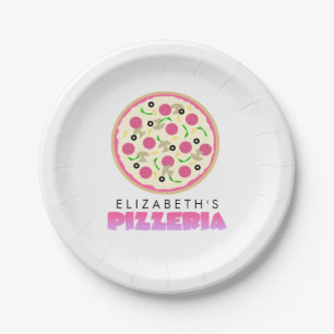 Assiettes En Carton Pizza rose et violet