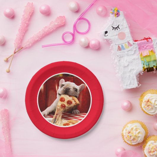 Assiettes En Carton Pizza Slice mangeur de chien (Fête)