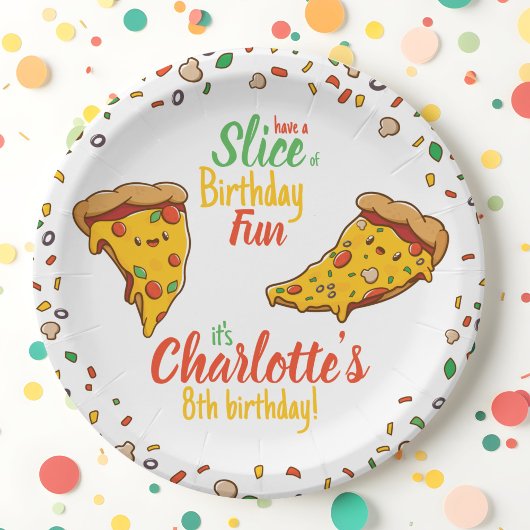 Assiettes En Carton Pizza, Slice of Birthday fun, kawaii