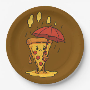 Assiettes En Carton Pizza sous la pluie au fromage