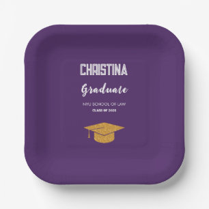 Assiettes En Carton Plafond de graduation violet et or