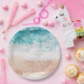 Assiettes En Carton Plage Abstraite aquarelle (Fête)