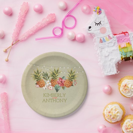 Assiettes En Carton plage ananas tropical mariage (Fête)