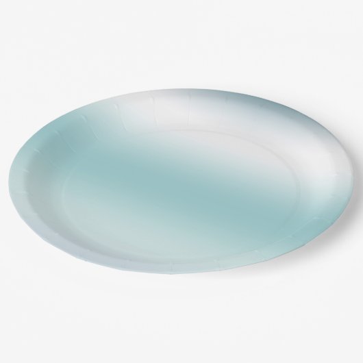 Assiettes En Carton Plage Aqua Blue Ombre (Angle)