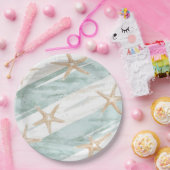 Assiettes En Carton Plage Aqua Mint Starfish Stripes Mariage (Fête)