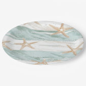 Assiettes En Carton Plage Aqua Mint Starfish Stripes Mariage (Angle)