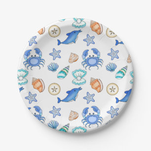 Assiettes En Carton Plage Baby shower à thème ou fête d'anniversaire