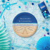 Assiettes En Carton Plage Bleu foncé Mariage 2 Coeurs dans le sac de s (Fête)