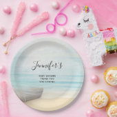 Assiettes En Carton Plage côtière avec une douche de bateau de pêche (Fête)