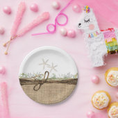 Assiettes En Carton Plage Côtière Rustique Étoile de Mer Toile de Jute (Fête)