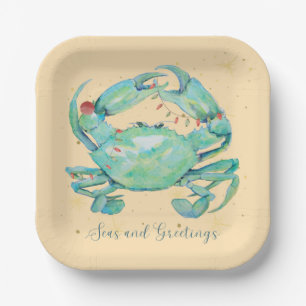 Assiettes En Carton Plage de crabe de Noël