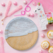 Assiettes En Carton Plage de sable avec Surf en mousse (Fête)