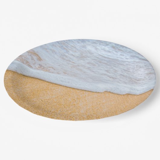 Assiettes En Carton Plage de sable avec Surf en mousse (Angle)