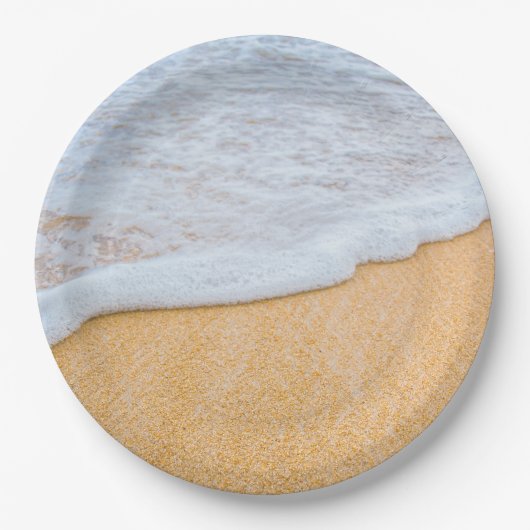 Assiettes En Carton Plage de sable avec Surf en mousse (Devant)