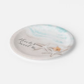 Assiettes En Carton Plage de sable blanc Starfish Blue Ocean Custom Pa (Angle)