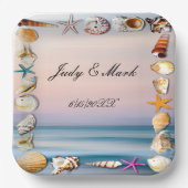 Assiettes En Carton Plage De Sable Tropical Et Coquillages (Recto)