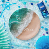 Assiettes En Carton Plage d'eau de mer sable tropical été (Fête)