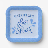 Assiettes En Carton Plage "Dernier Splash" Beach Pool Blue Bachelorett (Recto)