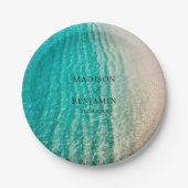 Assiettes En Carton Plage d'été de l'océan Côtier Destination Mariage (Devant)