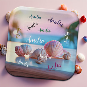 Assiettes En Carton Plage d'été personnalisée Élégant