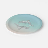 Assiettes En Carton Plage Dolphins Argent Style Luau (Angle)