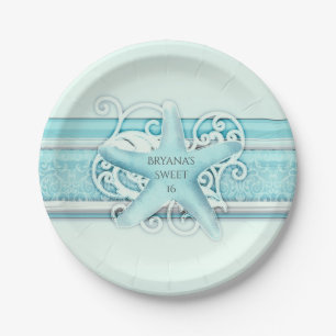 Assiettes En Carton Plage élégante de l'étoile bleue pour mariage