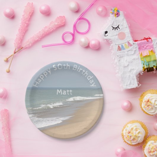 Assiettes En Carton Plage et vagues d'océan (Fête)