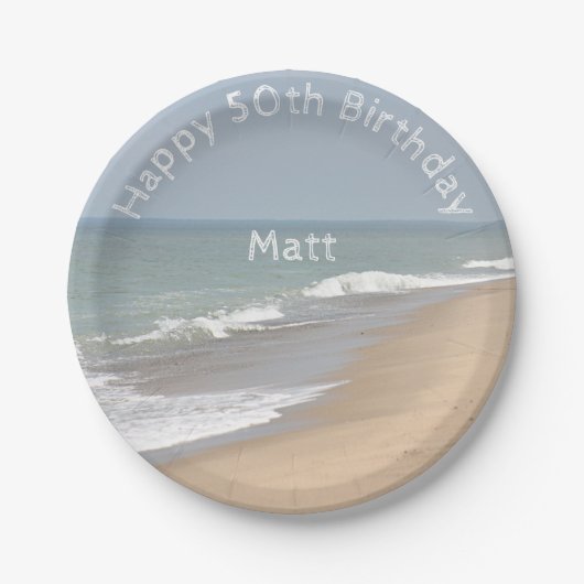 Assiettes En Carton Plage et vagues d'océan (Devant)