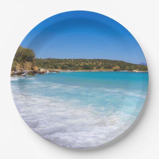 Assiettes En Carton Plage exotique Île tropicale Paradis (Devant)