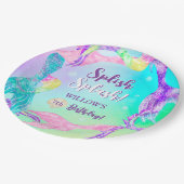 Assiettes En Carton Plage fête sirène queues océan Anniversaire de enf (Angle)