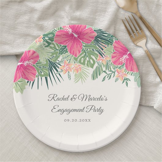 Assiettes En Carton Plage Florale Tropicale