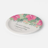 Assiettes En Carton Plage Florale Tropicale (Angle)