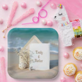 Assiettes En Carton Plage Invitation Dans Le Sable Avec Starfish (Fête)