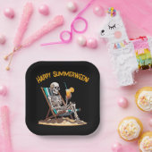 Assiettes En Carton Plage Lounge Squelette Halloween (Fête)