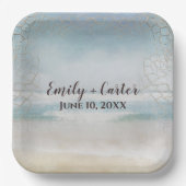 Assiettes En Carton Plage Ocean mariage Avec Net (Recto)