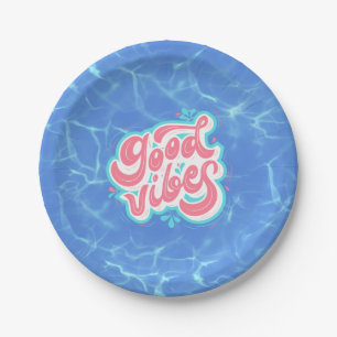 Assiettes En Carton Plage/piscine Good Vibes