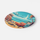 Assiettes En Carton Plage Retro (Angle)