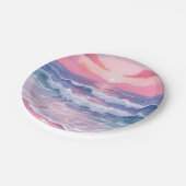 Assiettes En Carton Plage Rose Ocean Shore Peint (Angle)
