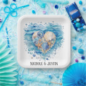 Assiettes En Carton Plage Scène Starfish Mariage (Fête)