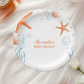 Assiettes En Carton Plage Starfish & Seashells Baby shower élégant