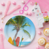 Assiettes En Carton Plage Tropical Surfboard (Fête)