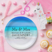 Assiettes En Carton Plage tropicale avec Mariage de mer turquoise (Fête)